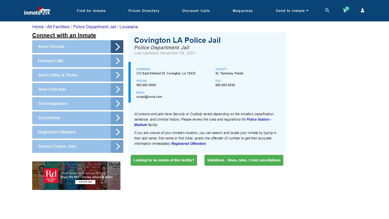 Covington LA Police Jail & Inmate Search - Covington, LA